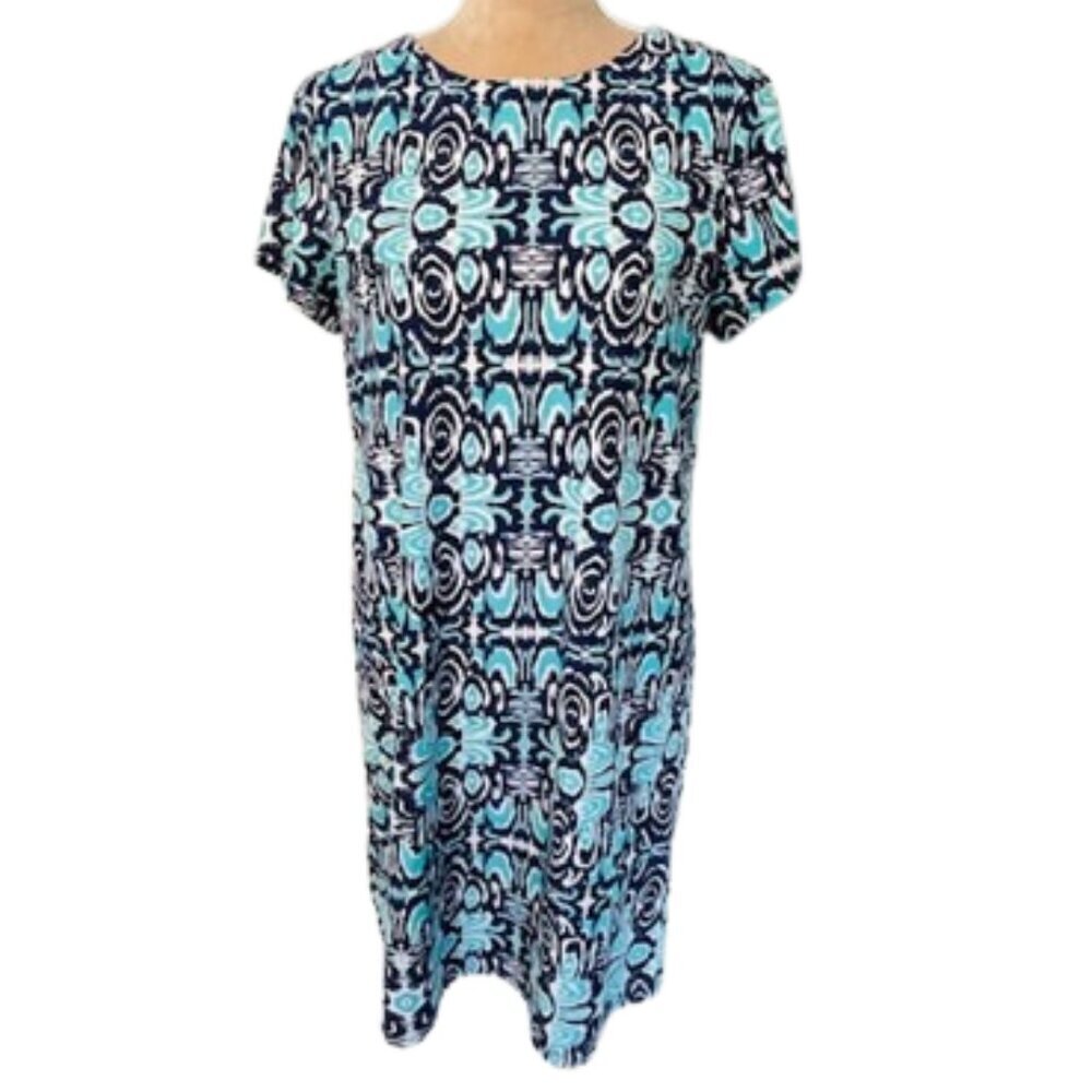 Jude Connally Ella Short Sleeve Easy Care Poolside Shift Dress Medium